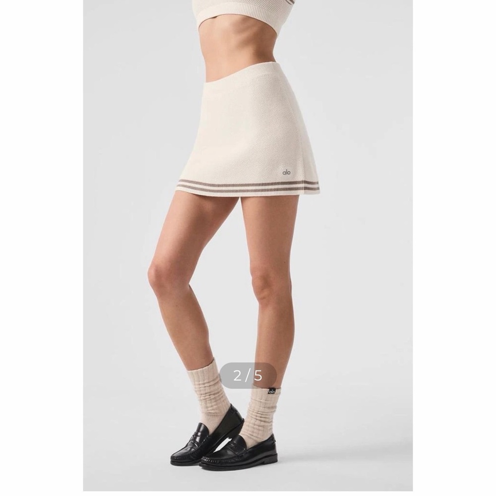ALO Yoga Tennis Club Sweater Knit Skirt - Ivory